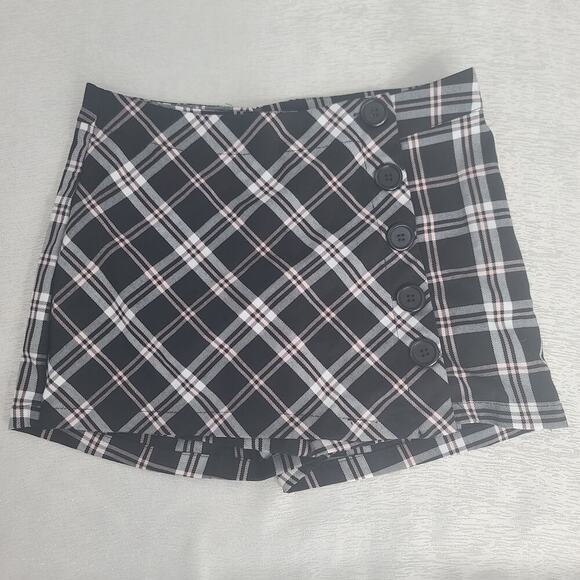 Rue 21 plaid black/pink dark academia Y2K mini skort Sz Medium Twee grunge punk - Picture 3 of 9